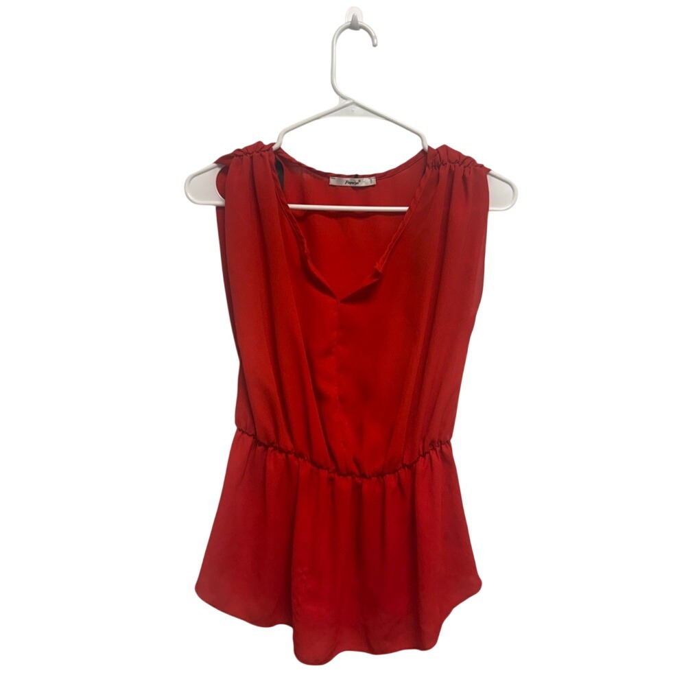 Papaya USA Red Sleeveless Peplum Blouse Shirt Top‎ Women's Size S